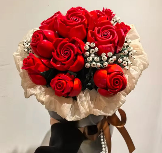 NOWY wieczny bukiet kwiatów róż 822 sztuk konstrukcja sztuczne kwiaty klocki budowlane cegty urodziny prezenty Home Decor